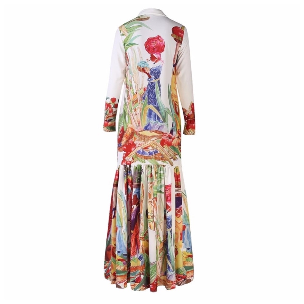 💐 The Delaina Colorful Silk Flowing Dress - Picture 4 of 6